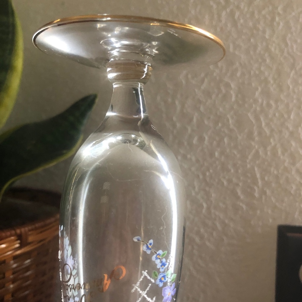 Rare Clear Hand Painted Fenton 50th Anniversary Bud Vase w/Ruffles & Gold Edging - Picture 15 of 16